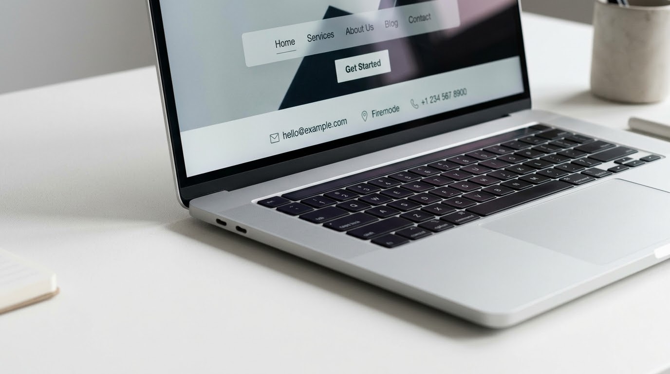 Laptop mostrando un sitio web profesional